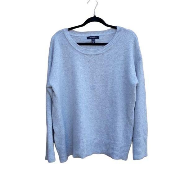 Ellen Tracy Non Itch Pullover Jewel Neck Sweater WEDIRU Stone Heather Gray Sz L - Picture 4 of 11